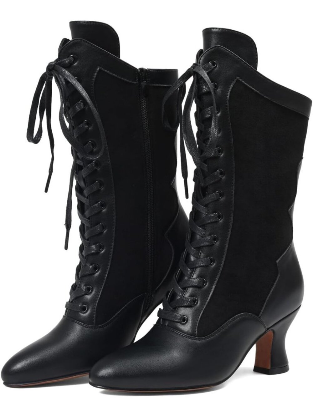 Victorian Lace-Up Pirate Mid Calf Witch Boots for Women - Gothic Style Footwear